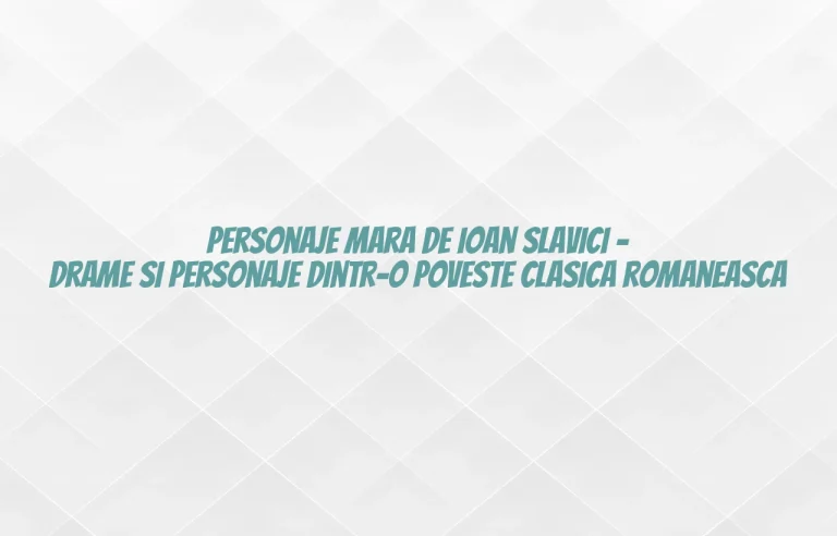 personaje mara de ioan slavici